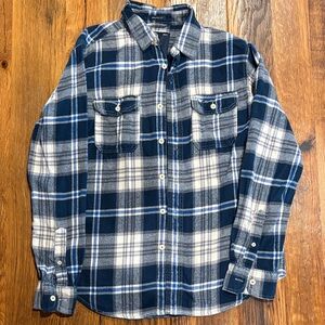 American Eagle Outfitters Navy and White Plaid Flannel